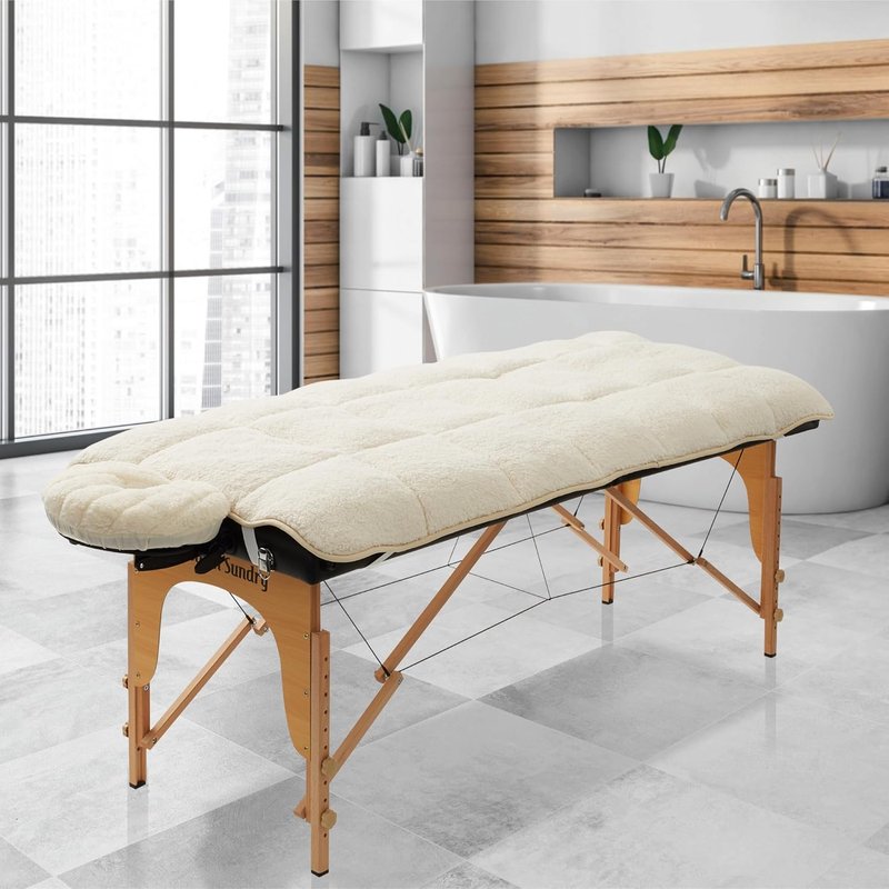Saloniture Fleece Massage Table Pad & Face Cradle Set - Soft 1/2" Thick Quilted Cover - Natural Color