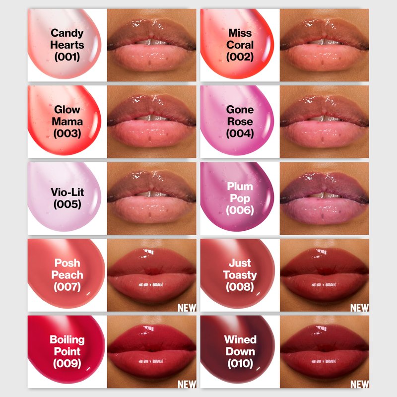 REVLON Super Lustrous Glimmer Lip Oil, Moisturizing & Tinted, Shiny Finish, Made with Plant-Based Squalane, 005 Vio-lit, 0.13 fl oz