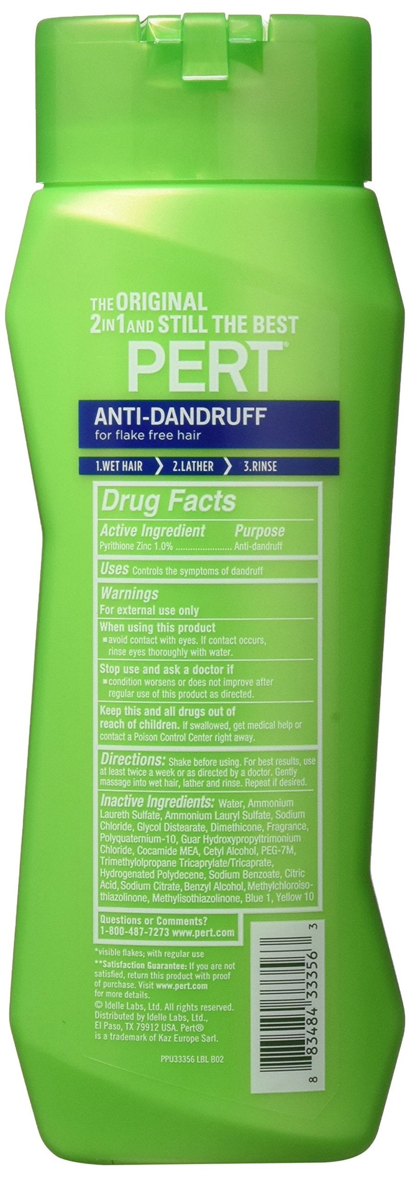 Pert Anti-Dandruff 2 in 1 Shampoo and Conditioner - Pack of 2 For Unisex 13.5 oz Shampoo and Conditioner