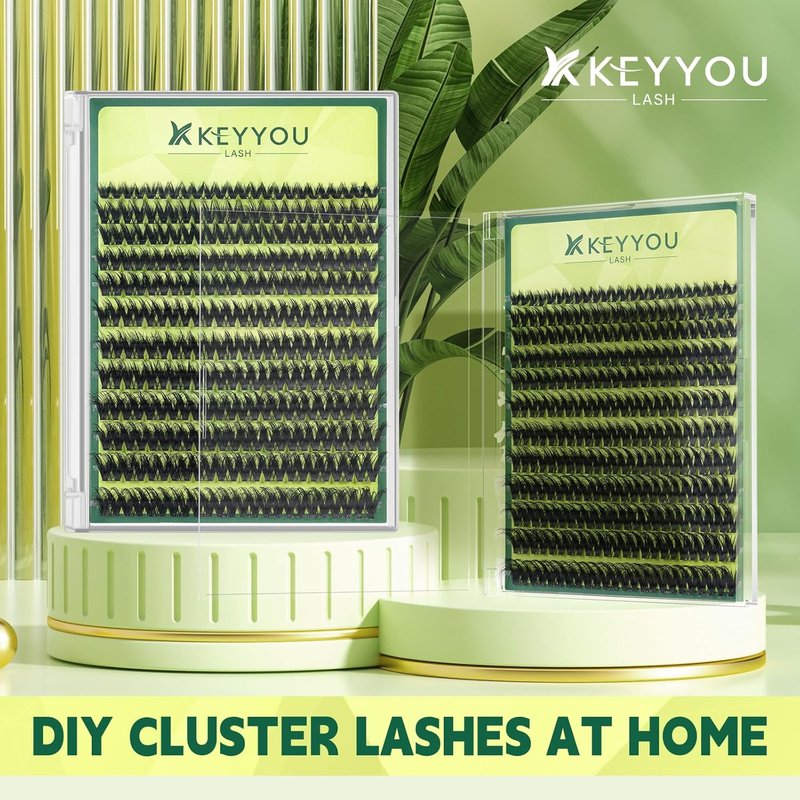 KEYYOU 3D Volume Lash Clusters - Flaunt Style with 144PCS D Curl Flora Wispy Look | LengthLock 8–18mm Mix, Ultra-Thin Black Band