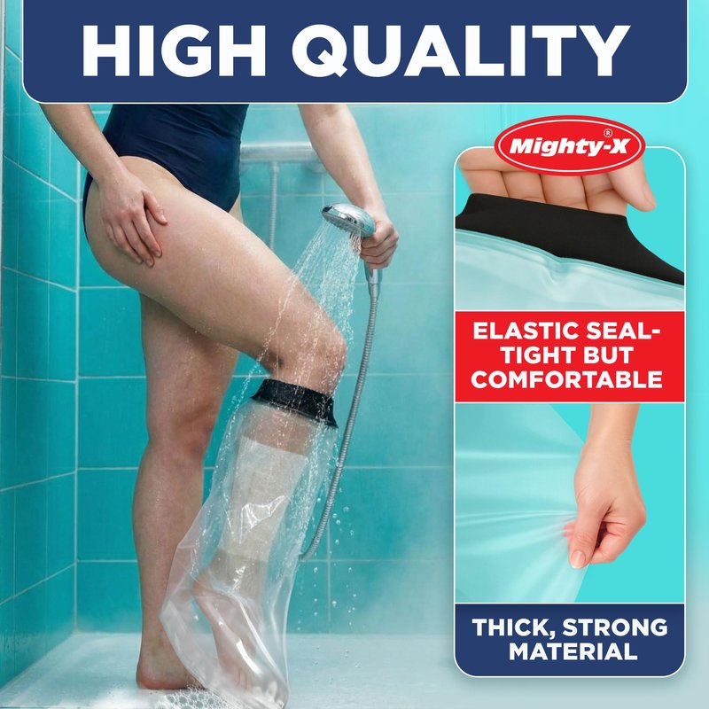 100% Waterproof Cast Covers for Shower Leg - Tight Seal - Reusable Adult Half Leg Cast Protector with Non-Slip Bottom - Knee, Ankle, Foot - Post Surgery Bandage & Dressing Bag for Wounds & Burns