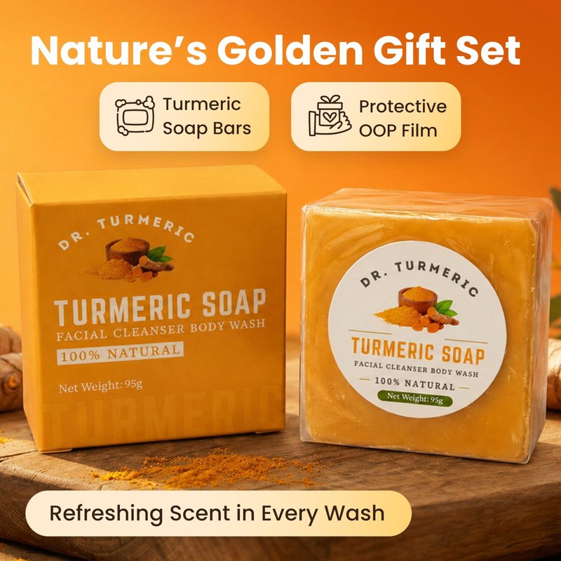Turmeric Soap Bar for Face & Body | Vegan Skin Cleanser for Smooth, Moisturized & Radiant-Looking Skin | Rich Lather, Deep Cleansing & Refreshing Scent | 1 Bar
