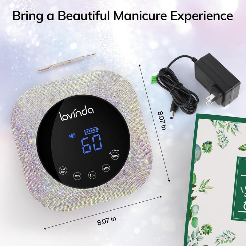 Lavinda UV LED Nail Lamp - Cordless Rechargeable Gel Nail Dryer with 4 Timer Settings | 54W Touch LCD Display