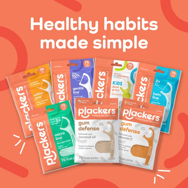 Plackers® Gentle Line® Floss Picks, Super Soft, GentleSlide® Fiber Made Without PTFE, Slides Easily Between Teeth, Fresh Mint, 150 Count