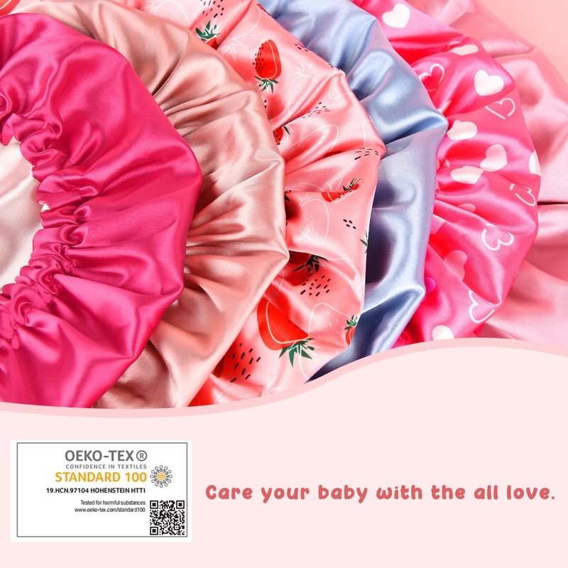 YANIBEST Baby Satin Bonnet Sleep Cap - Double Layer Reversible Adjustable Silky Satin Cap for Infant Toddler(6-36Months,Light Pink)