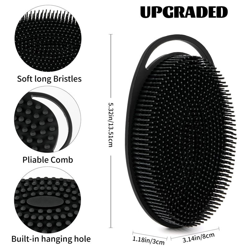 Silicone Loofah Body Scrubber for Shower - 2 PCS Soft & Gentle Loofah Alternative for Sensitive Skin, Fast-Drying & Hygienic Body Wash Scrubber Brush for Women, Men & Kids, Lather Well(Black and Blue)