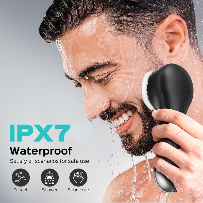 COSLUS Facial Cleansing Brush - 2 in 1 Spin & Vibration Silicone Exfoliator | Waterproof Electric Face Scrubber for All Skin Types
