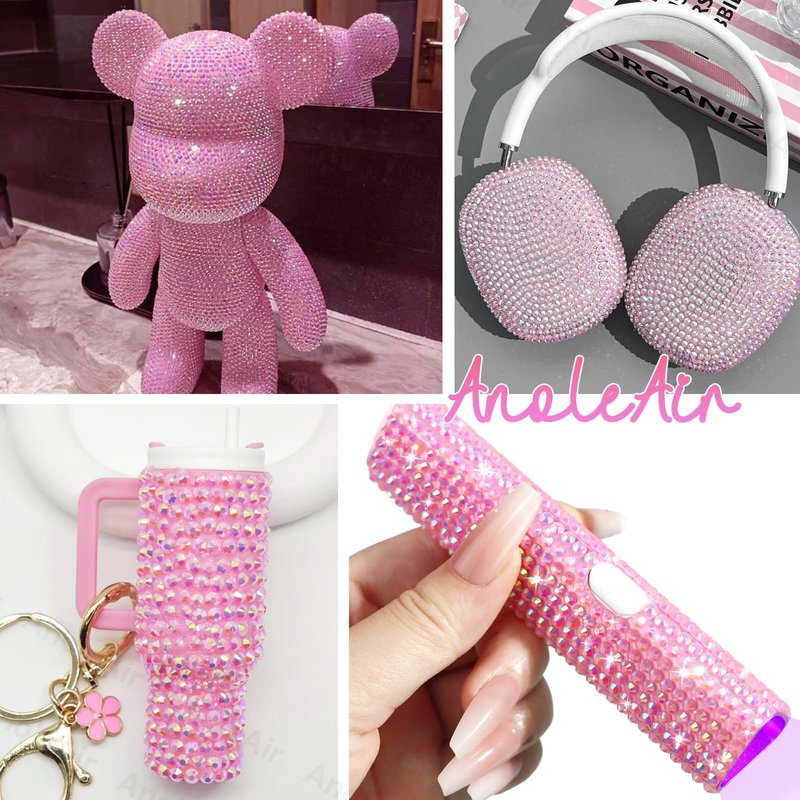 12000Pcs Light Pink Rhinestones for Bedazzling Kit, 2/3/4/5/6mm Mix Sizes Jelly Bedazzling Resin Gems, Light Pink Bedazzling for Crafting, Flatback Resin Rhinestones for Craft DIY Face Makeup