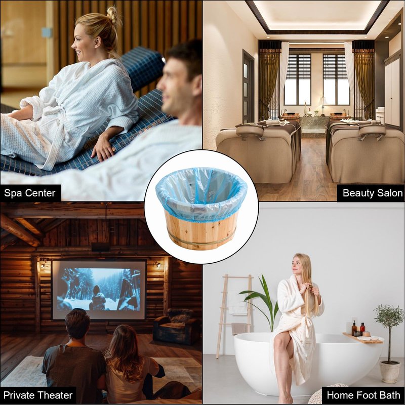 25 Pcs Blue Pedicure Liners Disposable, Disposable Foot Tub Liner Portable Bath Bags with Retractable Belt, Portable Bath Bag, Can Be Used in Foot Bath Stores, SPA halls, Home Personal Care