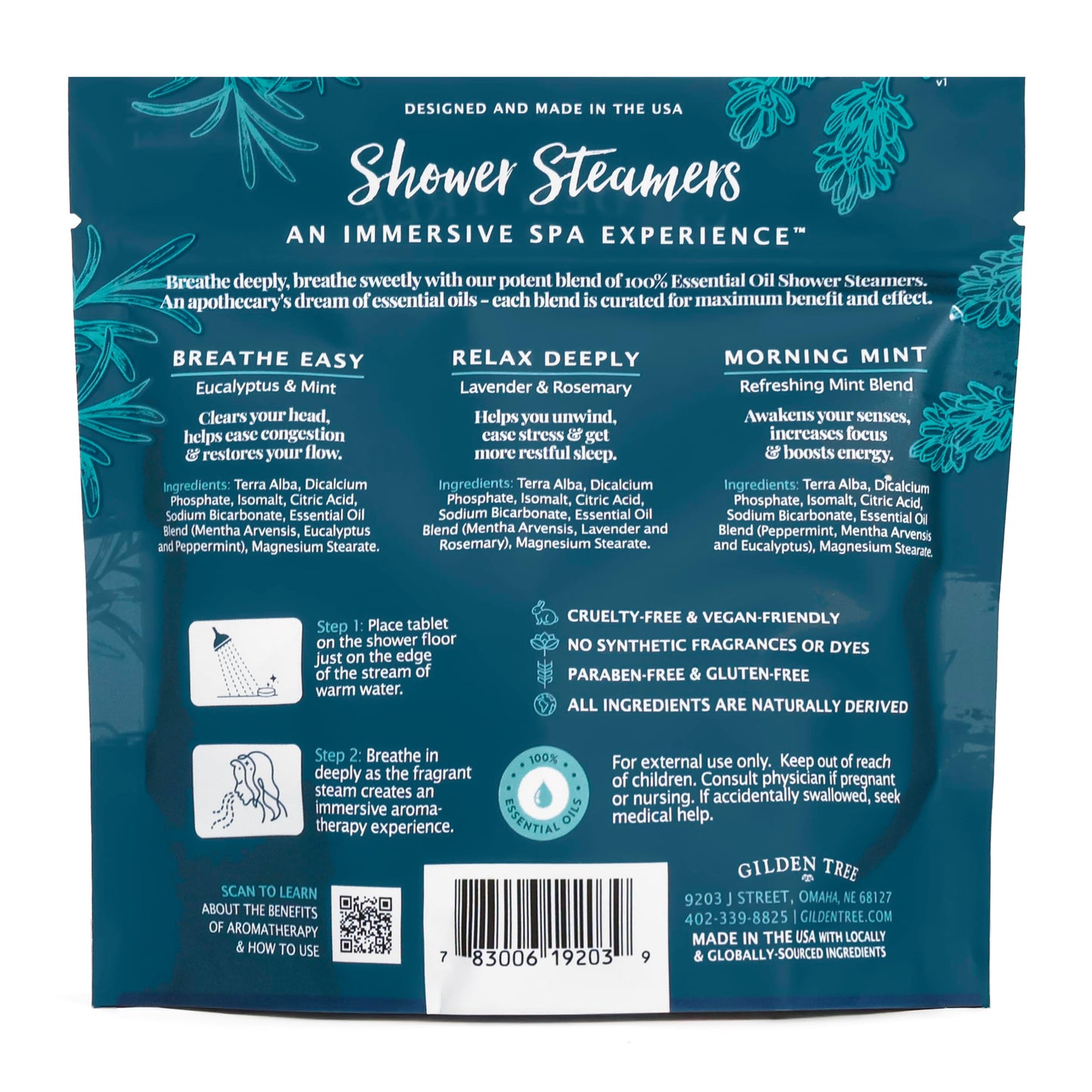 Gilden Tree Shower Steamers Aromatherapy Variety Pack – Sinus Relief, Relaxation & Energy Essential Oils, Birthday Gifts for Women Men Teens Adults, Individually Wrapped Made in USA (6 Pack, 3 Scents)