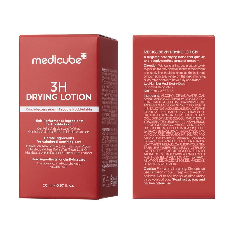 medicube 3H Overnight Drying Lotion | Targeted Spot Care for Troubled & Oily-Prone Skin | Calming & Soothing Care with Calamine, Centella & Tea Tree | Korean Skincare 20ml, 0.67 fl. oz.