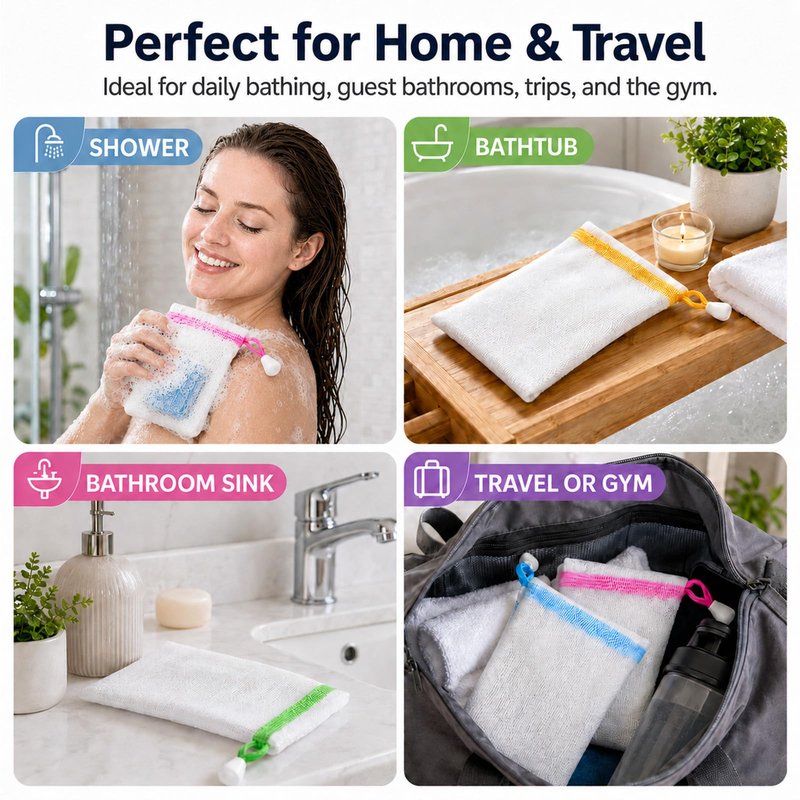 Lagincig 20 Pcs Soap Bag - Mesh Bar Soap Pouch with Drawstring, Nylon Foaming Holder for Shower, Travel, Gym, Bathroom