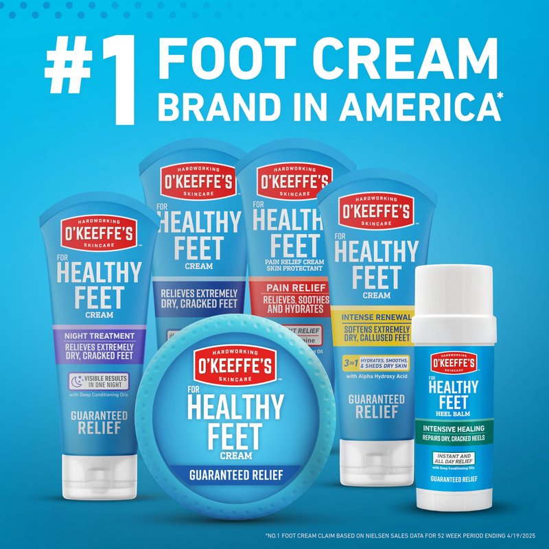 O'Keeffe's for Healthy Feet Night Treatment Foot Cream - 7 oz Tube (1 Pack) - Guaranteed Overnight Relief for Extremely Cracked, Dry Feet, Repairing Skincare, Instantly Boosts and Retains Moisture Levels