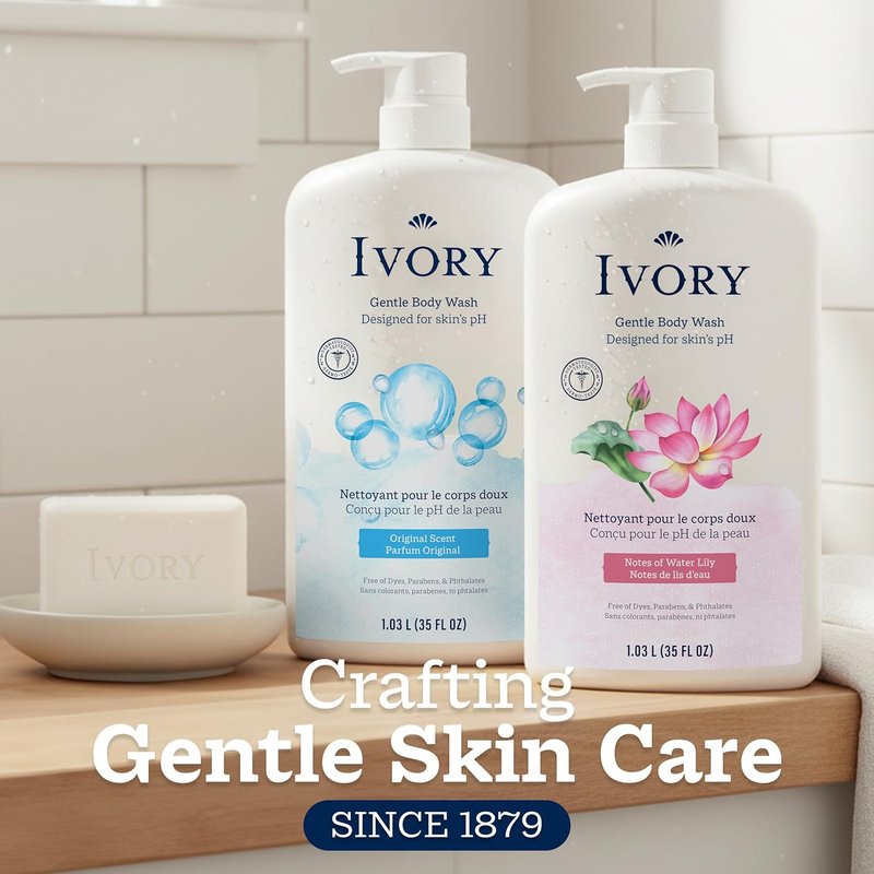 Ivory Body Wash - Gentle Family Formula with Water Lily Scent | 35 oz, Free of Dyes & Parabens