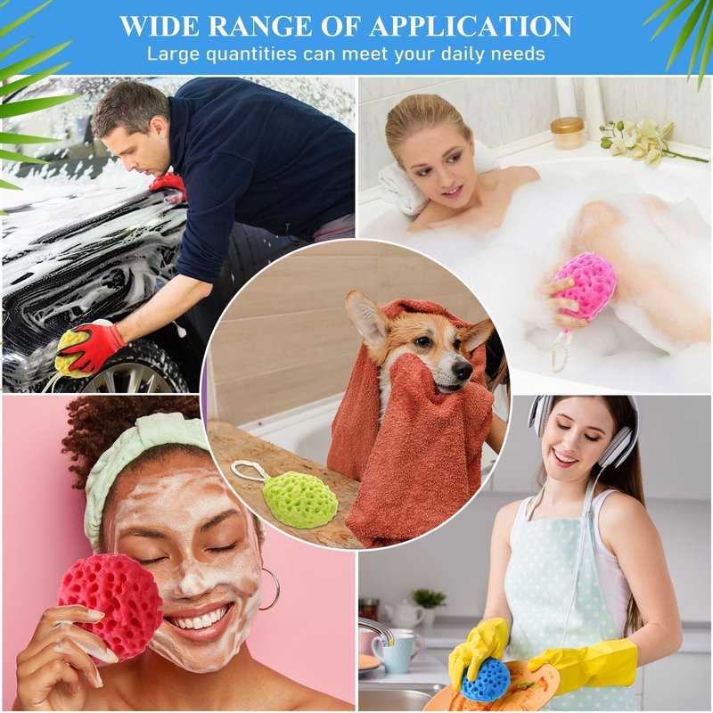 FoldTier 12 Pcs Bath Sponge Deep Cleansing Body Loofah Gentle and Deep Exfoliating Body Scrubber Bath Accessories Men Women Baby Sponge for Bathing Shower (Stylish Color)
