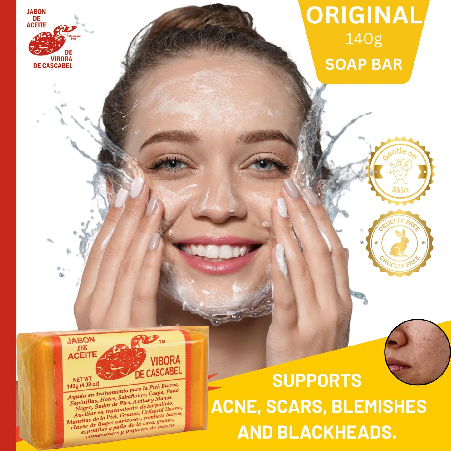 JABON DE ACEITE VIBORA DE CASCABEL (1), 140g - Jabon De Aciete Vibora De Cascabel Barra de Limpieza para Cara y Cuerpo/Rattlesnake Soap Oil Soap (Vibora de Cascabel) - Face & Body Cleansing Bar