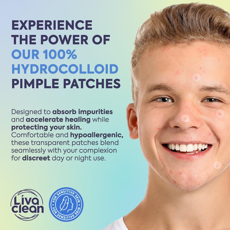 LivaClean 330 CT Pimple Patches for Face - 100% Hydrocolloid Acne Patches - Four Sizes - Acne Dots Zit Stickers - Hydrocolloid Patch Pimple Patch Invisible - Blemish Patches