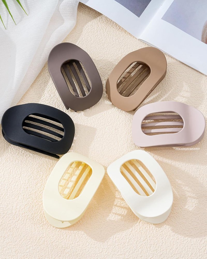 Flat Hair Clips for Women - 6 PCS French Medium Claw Clips | Strong Grip for Thick & Thin Hair