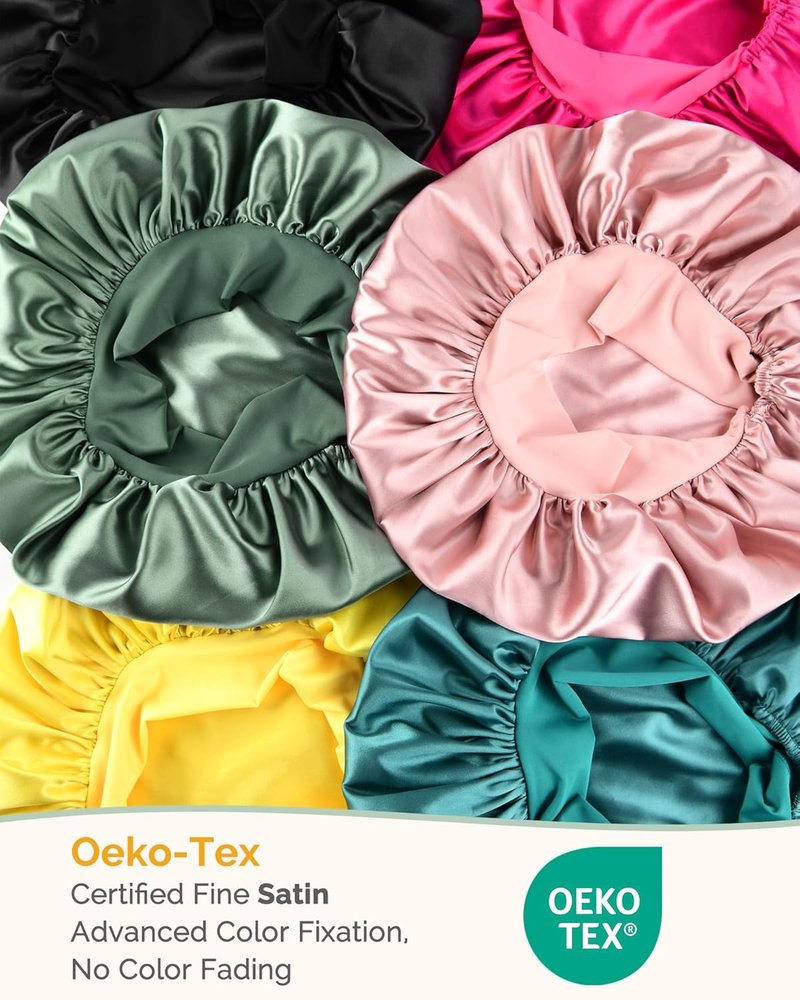 YANIBEST Adjustable Satin Bonnet for Sleeping Women Double Layer Hair Wrap Reduce Friction Prevent Frizz Natural Curly Hair