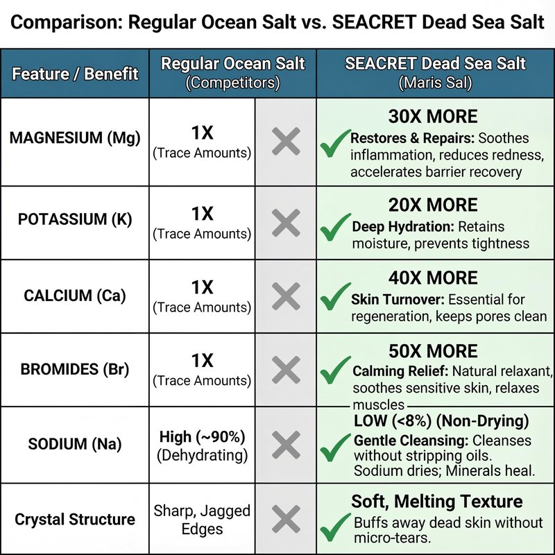 SEACRET Minerals Dead Sea Salt & Oil Body Scrub - Exfoliator with Rosehip, Sea Buckthorn & Green Tea, Mineral Rich Spa Treatment Stimulates Cell Renewal, Ocean Mist, 14.1 Fl Oz / 400 ml