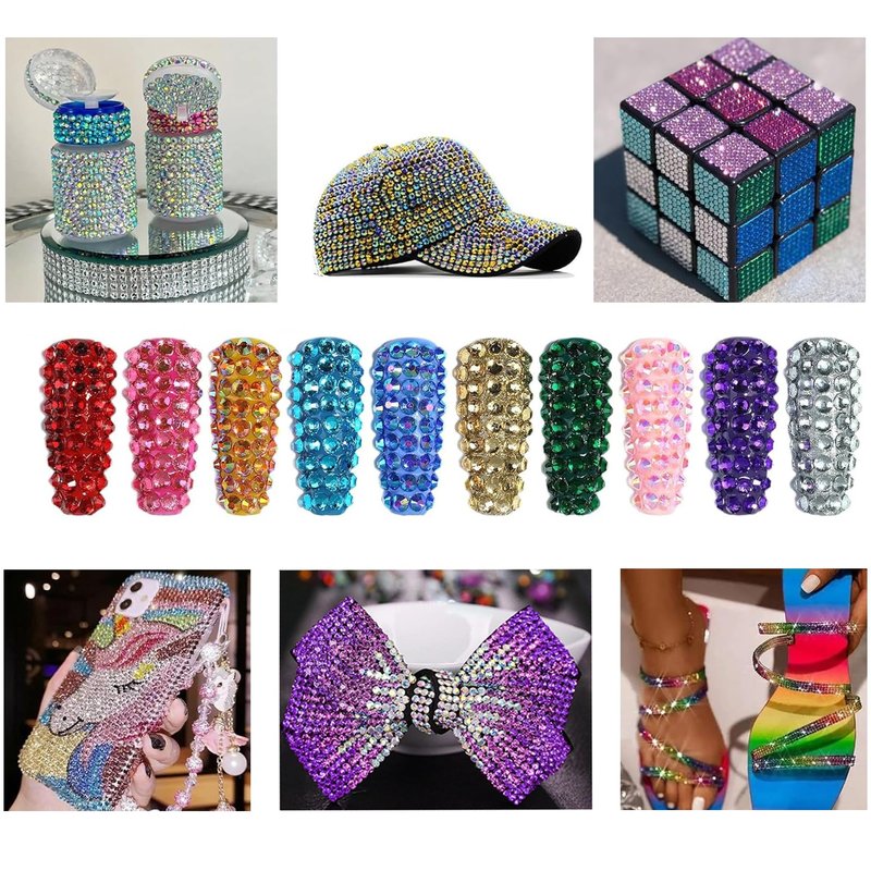Ayzololo 42 Colors Resin Jelly Rhinestones for Bedazzling, 3mm 32000Pcs Flatback Gems Bedazzler Kit with 3Pcs 10ml B7000 Glue, Tweezer & Pickup Pen for Nail Art, DIY Crafts, Phone Cases