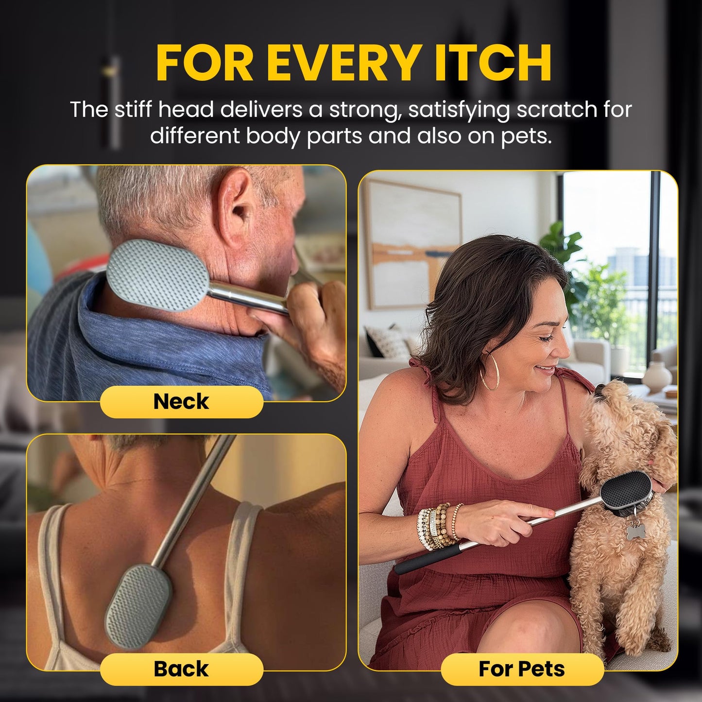 The Ultimate Extendable Back Scratcher, Scalp and Back Massager, & Exfoliator Gifts for Men and Women Double-Sided Itch Reliever, Expandable Scratch Large Surface, Delivers A Deep Soothing Scratch