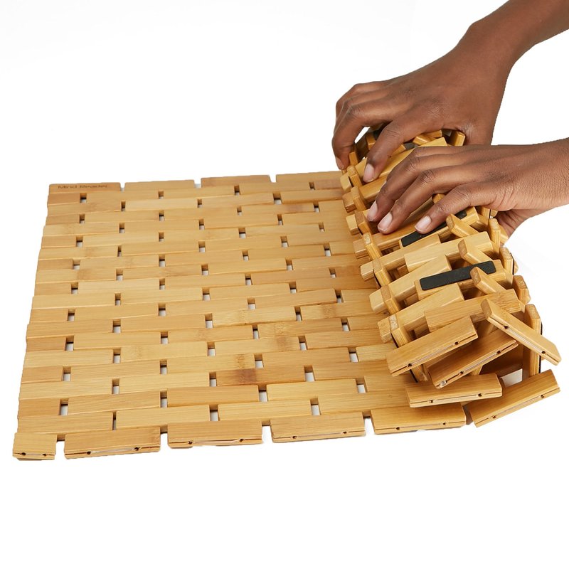 Mind Reader Bath Mat, Shower Mat, Bathtub Mat, Bathroom Accessory, Wood, Rayon from Bamboo, 23.5"L x 16.5"W x 0.4"H, Brown