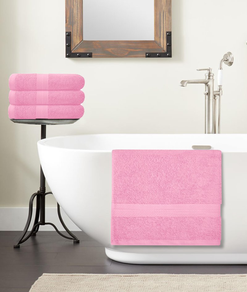 Avalon Towels Bath Towels for Bathroom 100% Cotton Pink Bathroom Towels Pack of 12 (24x48 inches) - Quick Drying Bath Towels Set Small, Light Weight & Absorbent Perfect Gym & Pool Towel Set