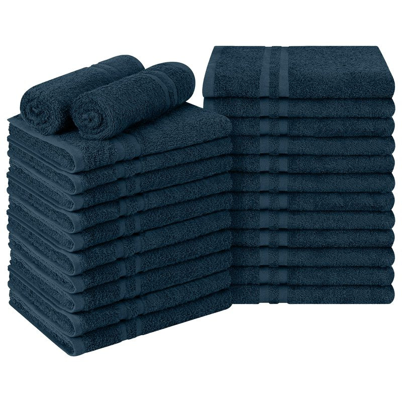 RIVERSIDE Pack of 24 Salon Towels Set โ 16 x 26 Inches, 100% Ring Spun Cotton Highly Absorbent and Quick Dry Towels for Salon, Hand, Barber, Gym, Home & Hair Care, Navy Blue
