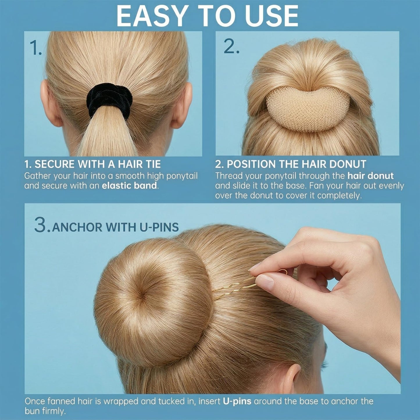 whisrvival 6pcs Small Hair Donut Bun Maker, Firm Hold, Stays Hidden, 30-Second Bun for Thin Hair, Chignon Ring for Women Girls, Ballet Dance Styling Kit with 5 Hair Ties and 20 U Pins(Beige)