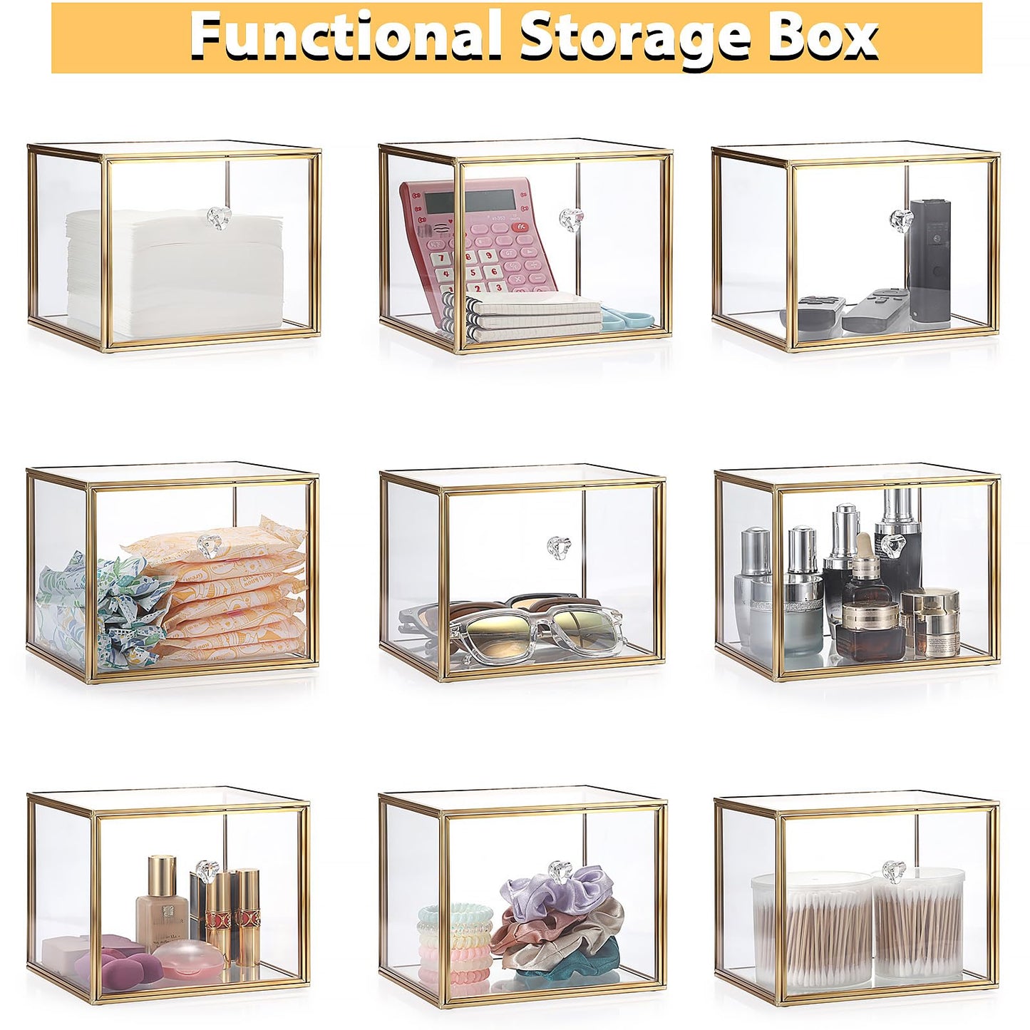 Sumnacon Disposable Face Towel Holder Glass Face Towels Storage Box with Drawer Compatible with Clean Skin Cluub Clean XL Cosmetic Box Facial Towels Organizer for Bathroom, Vanity, Countertop