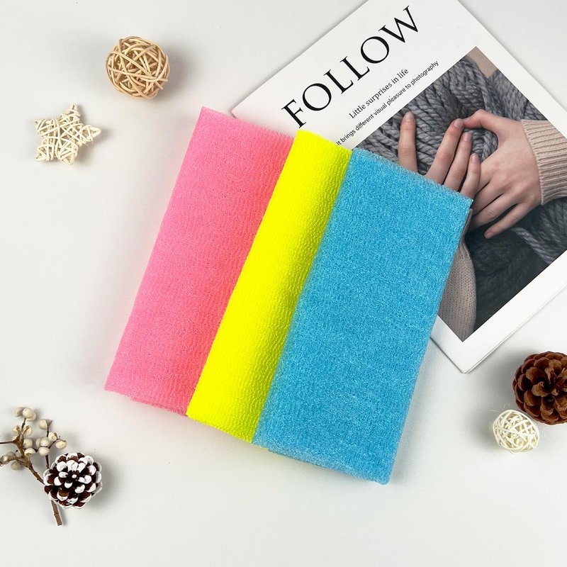 3-Pack Exfoliating Washcloths – Japanese & Korean Style Body Scrubber Towels, Quick-Dry Mesh Bath Cloths for Shower & Skincare