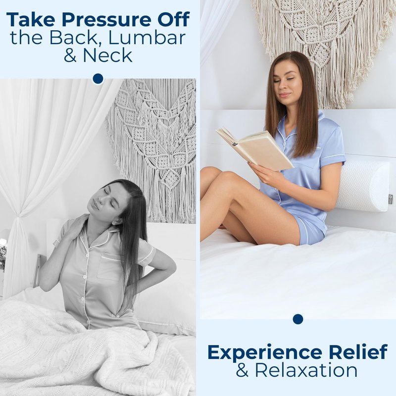 5 STARS UNITED Knee Pillow for Back Sleeping – Half Moon Bolster Pillow for Legs, Under Knee Pillow for Sleeping on Back, Memory Foam Leg Pillow for Back Pain, White