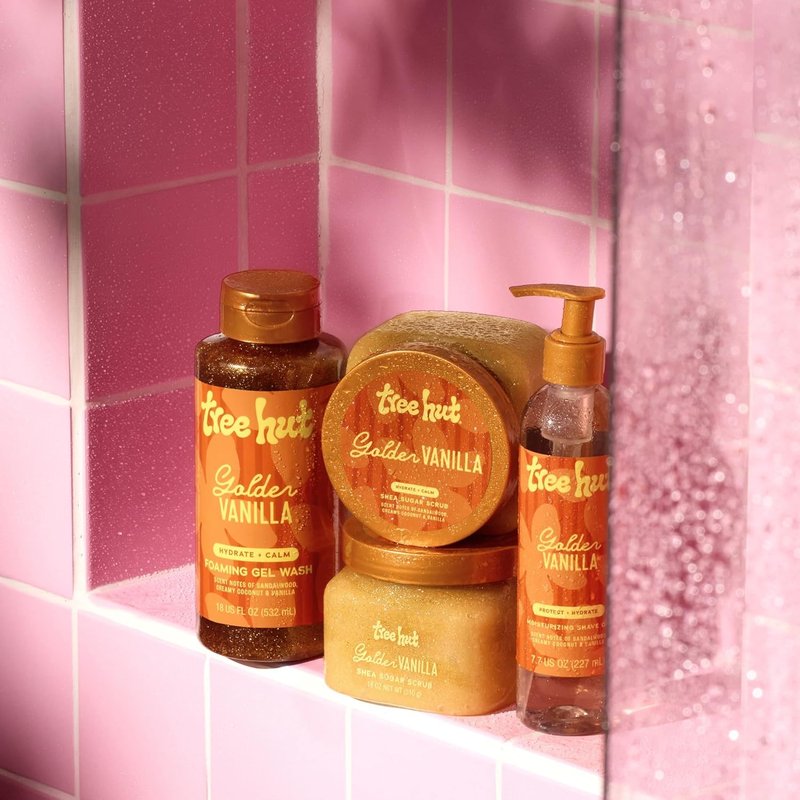 Tree Hut Golden Vanilla Body Wash - Hydrating Shower Gel with Shea Butter & Essential Oils | 18 Fl Oz