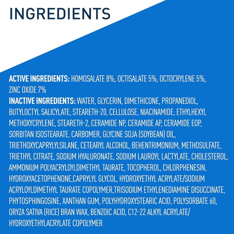CeraVe AM Facial Moisturizing Lotion SPF 50, Face Moisturizer with SPF, Hyaluronic Acid, Niacinamide & Ceramides, Non-Greasy, Blends Seamlessly With No White Cast, Non Comedogenic Sunscreen, 3 Oz