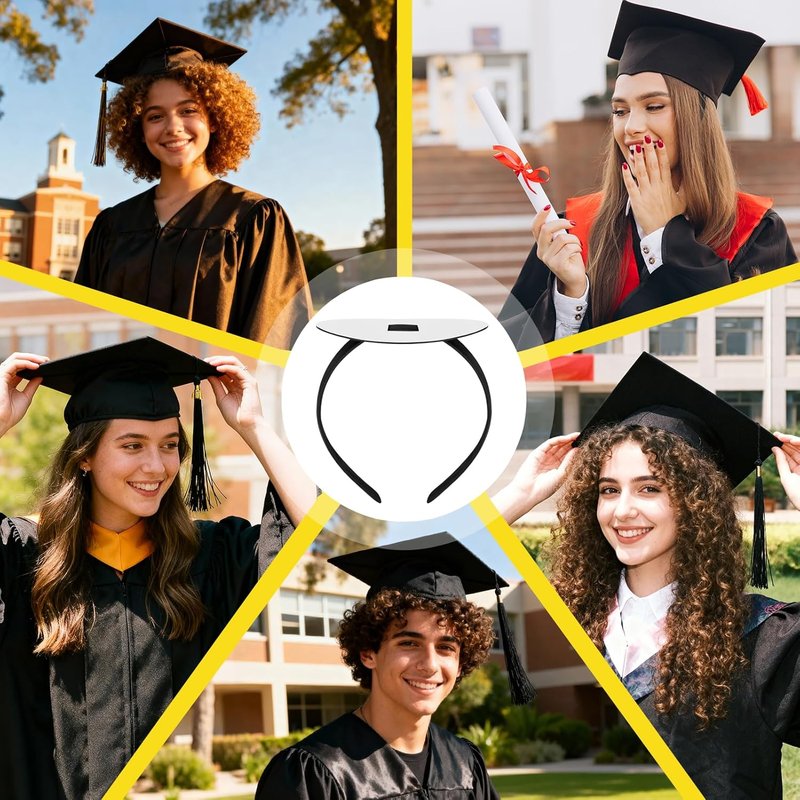 Graduation Cap Headbands - 2 PCS Adjustable Hair Bands with Adhesive Felt | Perfect for Graduates
