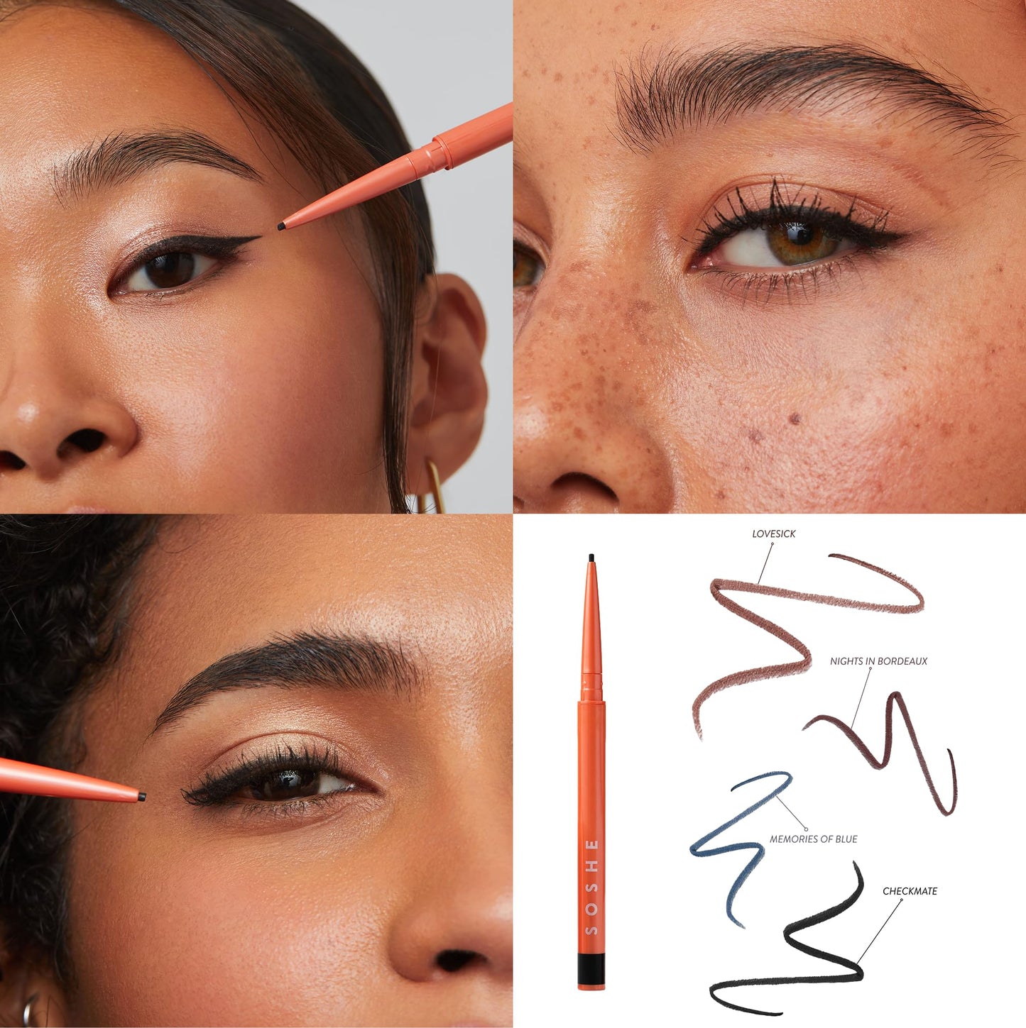 SOSHE Beauty - Waterproof Precision Eyeliner | 1.5mm Smudge-Proof Gel Liner| Easy Refills | Cruelty-Free, Certified Plastic Negative (Lovesick - Burgundy Brown)