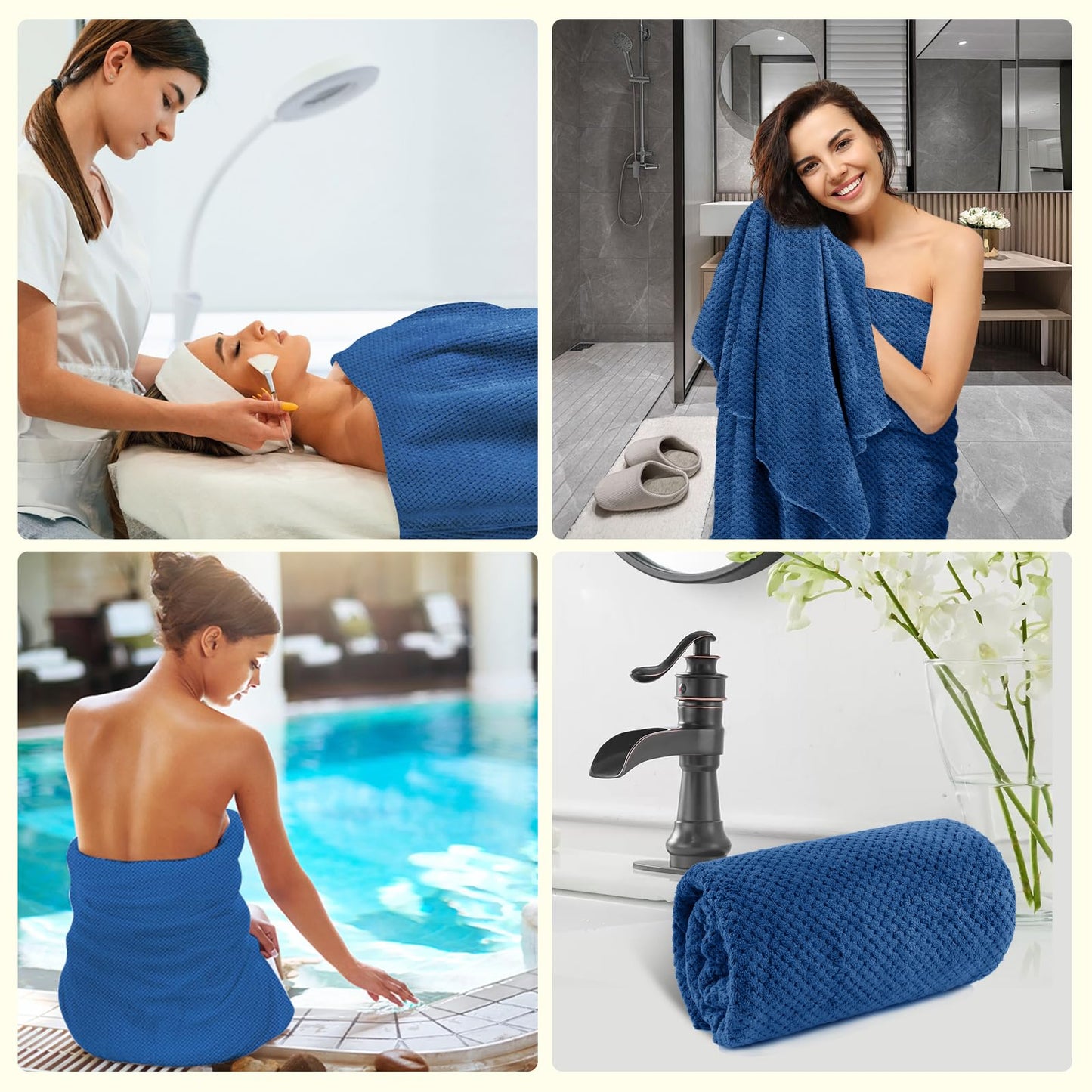 HOMEXCEL 6 Pack Bath Towel Set, (24 x 48 Inches) Microfiber Ultra Soft Highly Absorbent Bath Towels, Lightweight and Quick Drying Towels for Hotel, Bathroom, Spa and Beauty Parlor, Blue