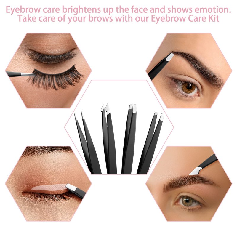 Exquisite 8-in-1 Eyebrow Kit for Women & Men – Luxury Eyebrow Grooming Kit with 4 Precision Tweezers For Eyebrows, Eyebrow Razor, Eyebrow Scissors, Eyebrow Brush/Comb & Pencil with Padded Case