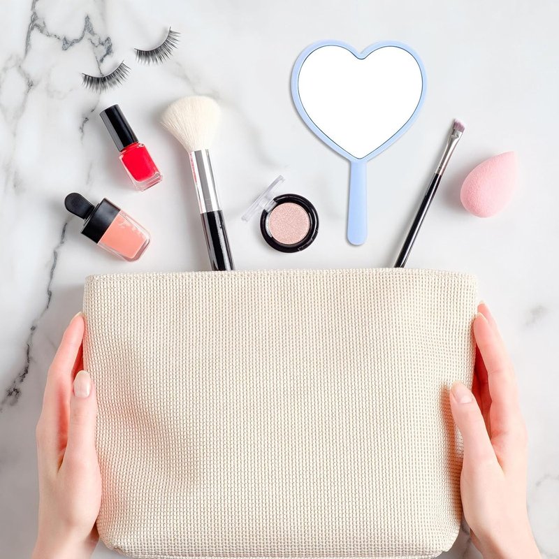 Heart Shaped Handheld Mirror - 50 Pcs Mini Portable Makeup Mirrors | 3.15 x 4.72 Inch Compact Tool for Daily Use