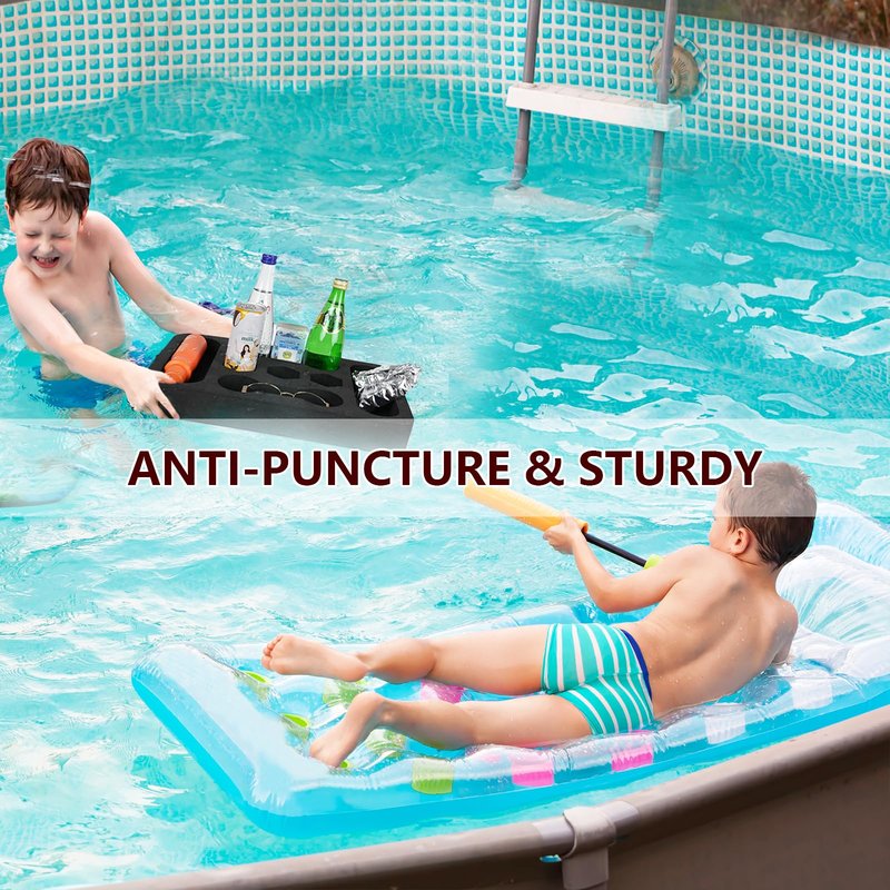 CY ShineLing No-Inflation Floating Drink Holder – Multi-Hole Design for All Bottle & Cup Sizes – Perfect for Pool Parties, Beach, Lake, Hot Tub & Spa – Fun for Any Water Occasion