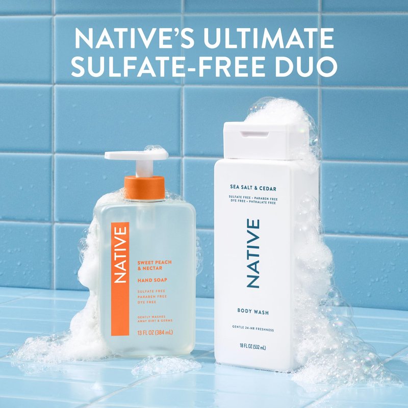 Native Body Wash for Women & Men, Sea Salt & Cedar, 36 oz Pump Bottle, Sulfate-Free & Gentle