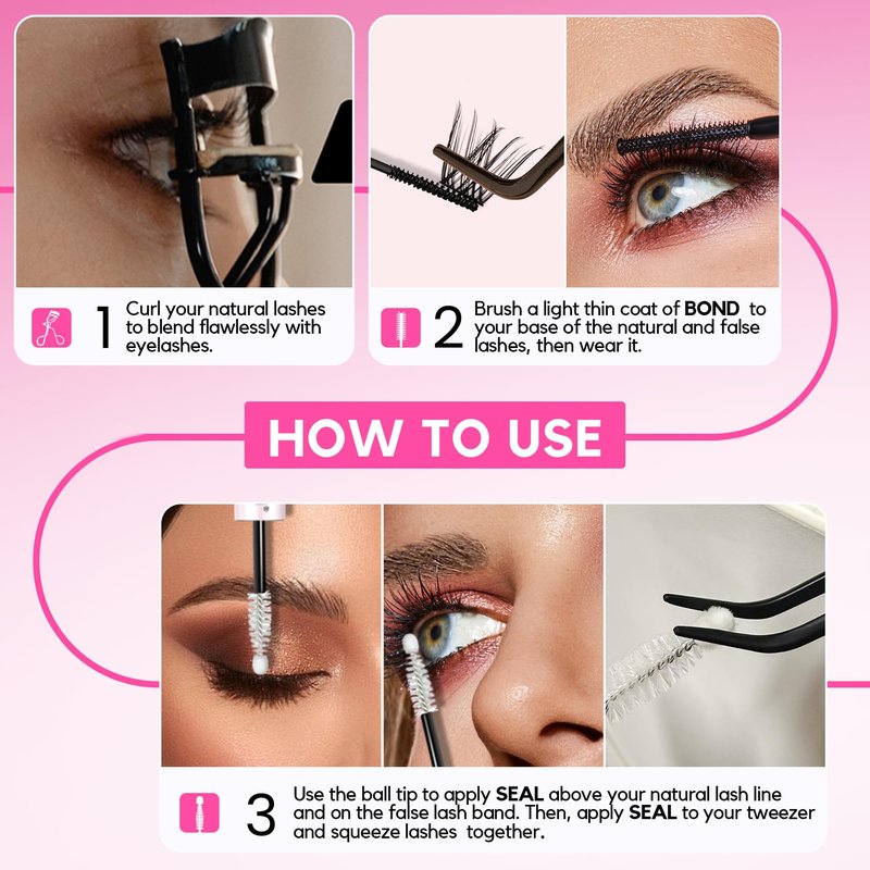LA MAESII Lash Cluster Glue, Lash Bond and Seal for Eyelash Clusters, 10ml Bond and Seal, Waterproof, 2-in-1 Home Use, Strong Hold for 72H
