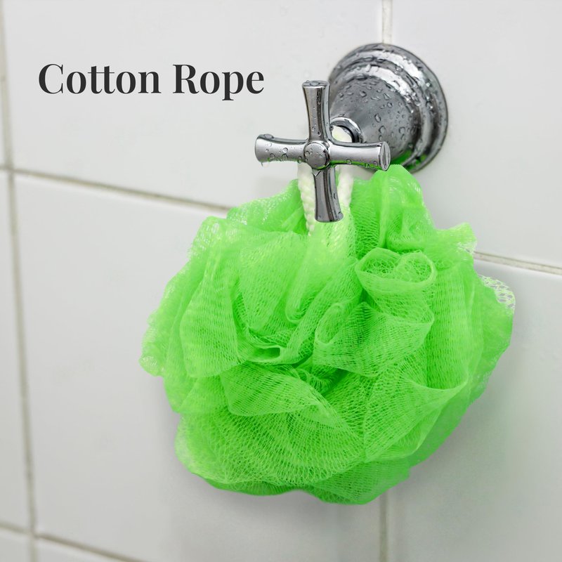Premium Loofah Bath Sponge 3 Pack – Full-Size 60g (5.5 Inch) Colorful Mesh Shower Poufs, Soft & Gentle Body Scrubbers for Women, Men & Kids with Cotton Rope (Cotton Candy)