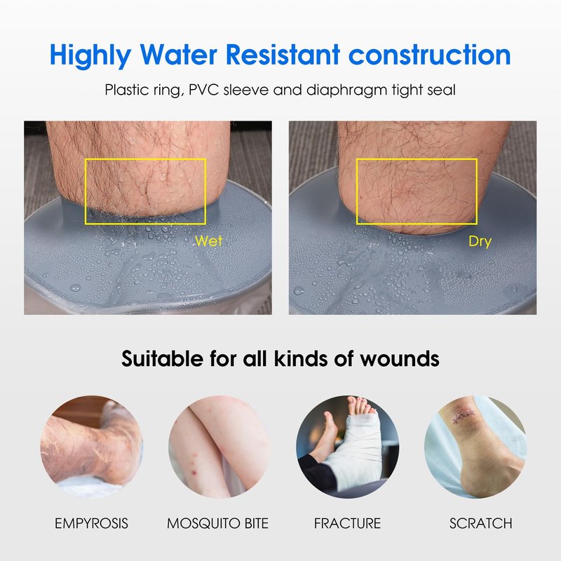 COMFYTHERA Waterproof Cast Cover for Shower Ankle Wound Protector Bath Adult Watertight Cast Bag Showering for Surgery Foot, Ankle, Burns Reusable (B-Short Leg)