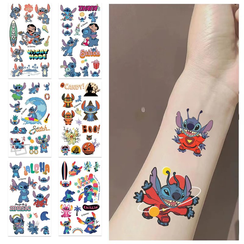 10 Sheets Stitch Temporary Tattoos for Teen, Cool Birthday Party Favors, Cute Cartoon Decoration Sticker Gifts for Teen Adult Home Activity Class Prizes Carnival Christmas Rewards