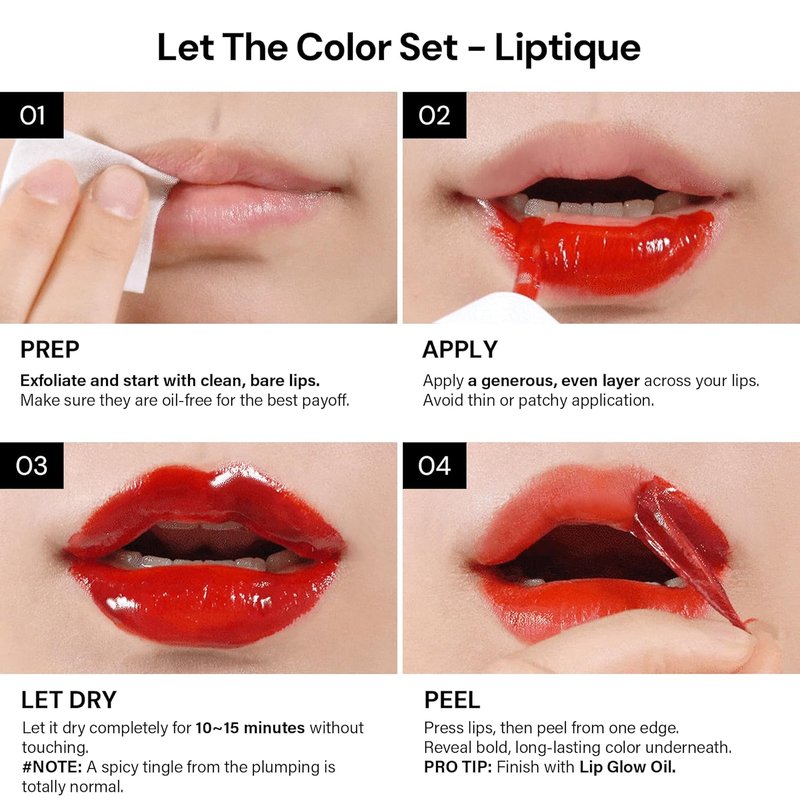 Oiad Liptique Lip Plumping Stain - 24-Hour Waterproof Lip Tattoo, Nourishing Korean Tint (005 WEIRVE)