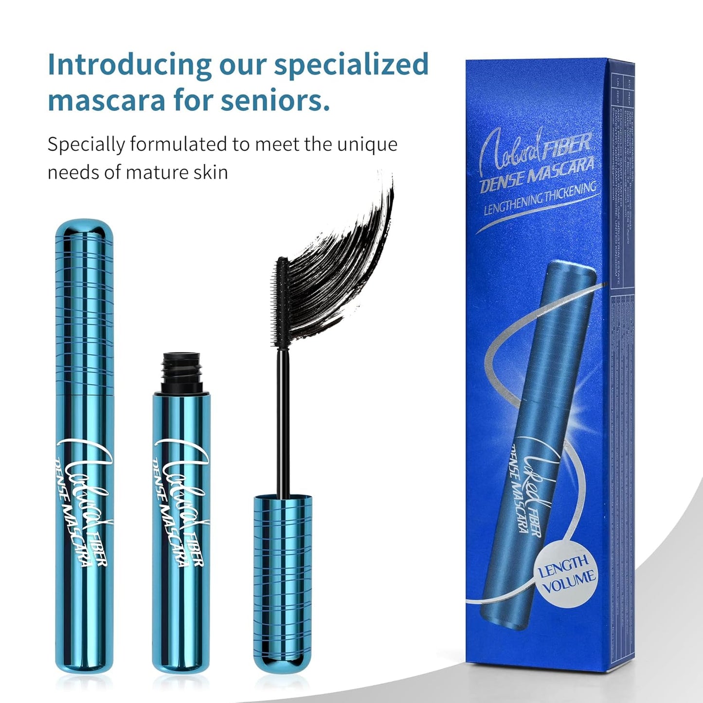 Volumizing Waterproof Mascara for Older Women - Hypoallergenic, Smudge-Proof Formula for Thinning Lashes | Black, 2 Pack