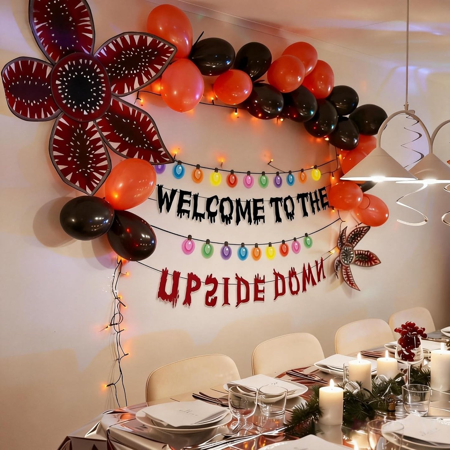 Welcome to the Upside Down Banner - Glitter Halloween Party Decoration | Spooky Themed Birthday Decor
