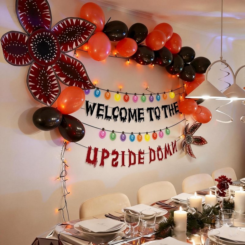 Welcome to the Upside Down Banner - Glitter Halloween Party Decoration | Spooky Themed Birthday Decor